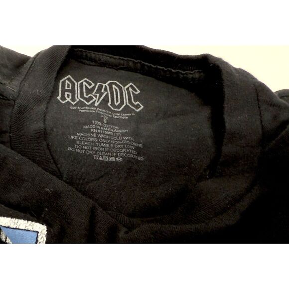AC/DC Small Adult T-Shirt Black American Flag Back In Black Vintage Style Tee - Picture 3 of 5